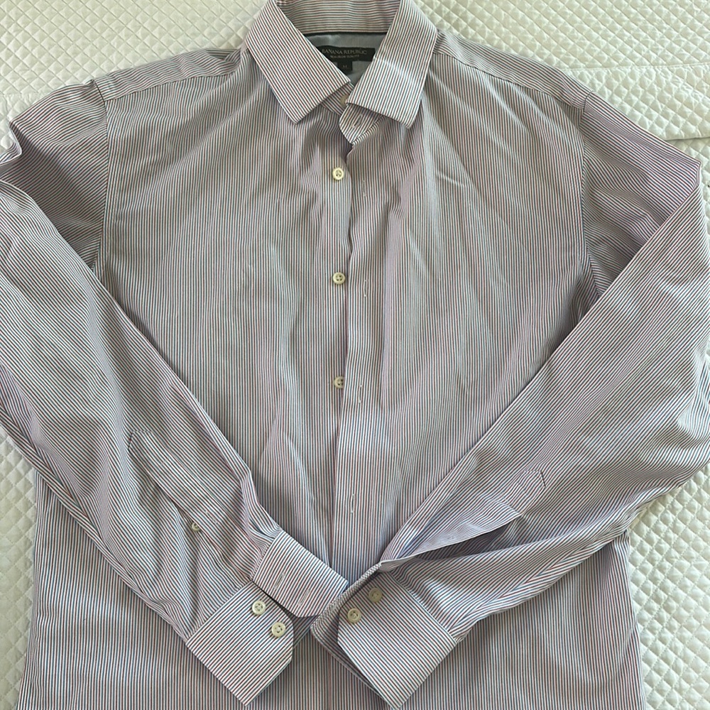 Red and blue pin strip, Banana Republic button down